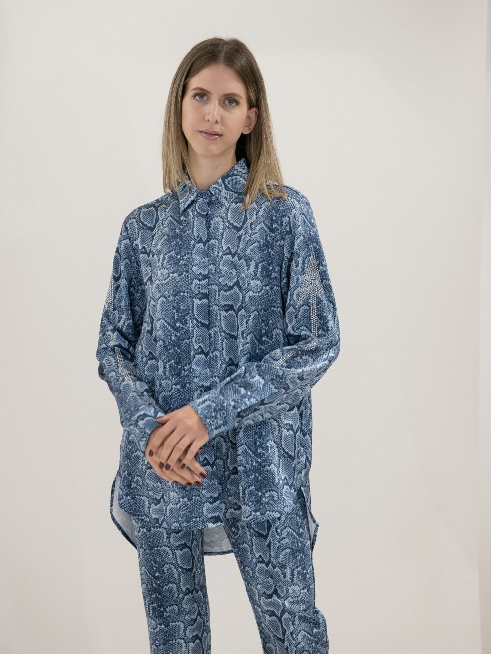 Blue Snake Print Shirt