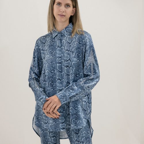 Blue Snake Print Shirt