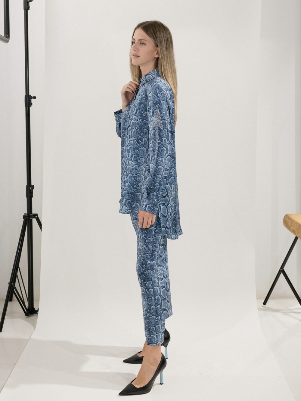 Blue Snake Print Shirt