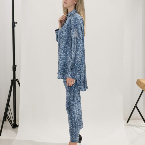 Blue Snake Print Shirt