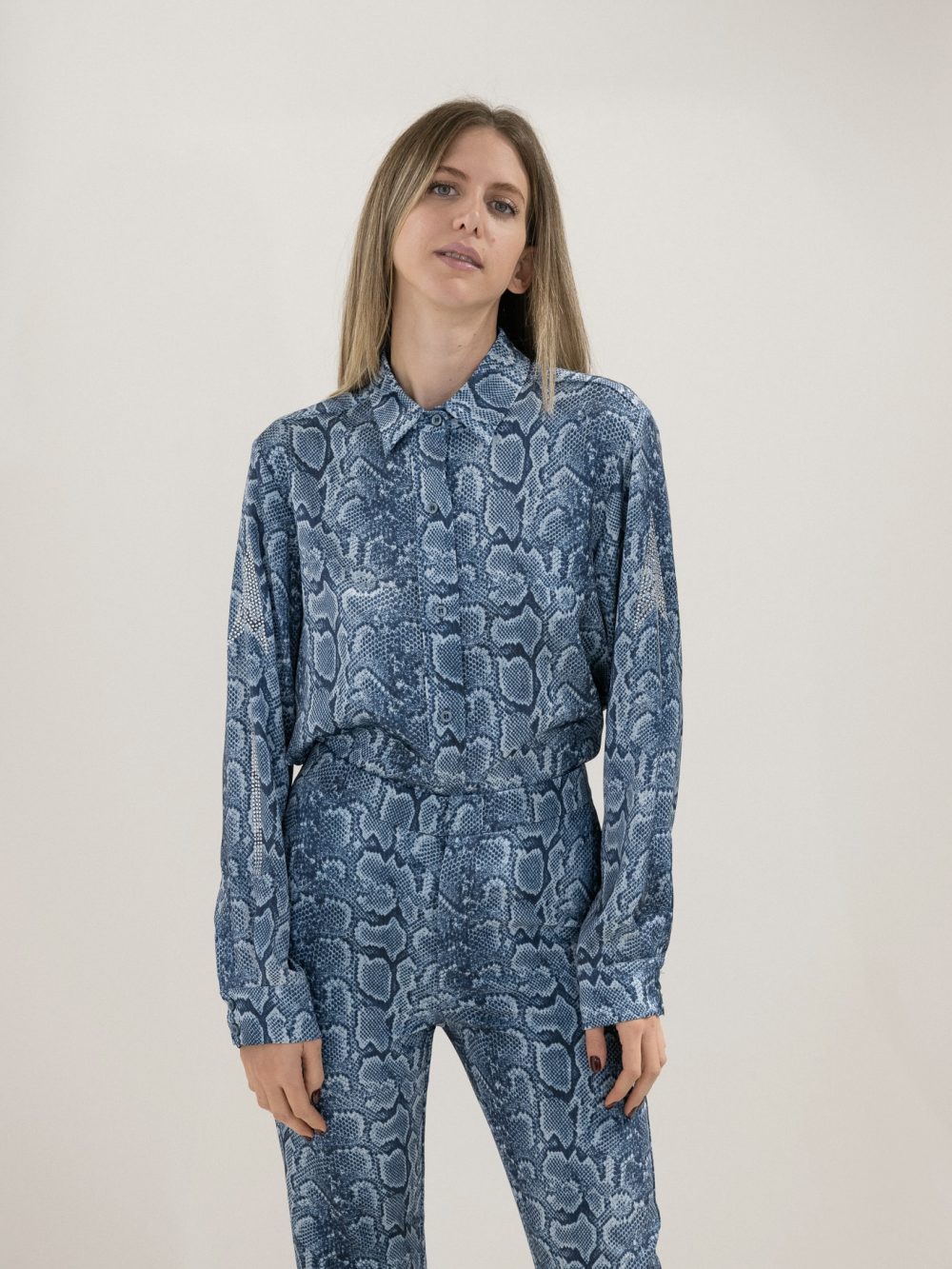Blue Snake Print Shirt
