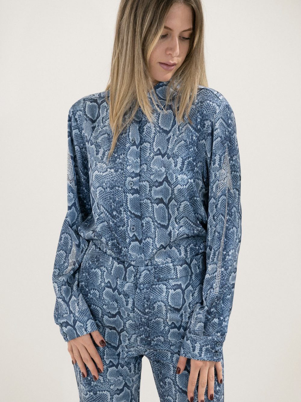 Blue Snake Print Shirt