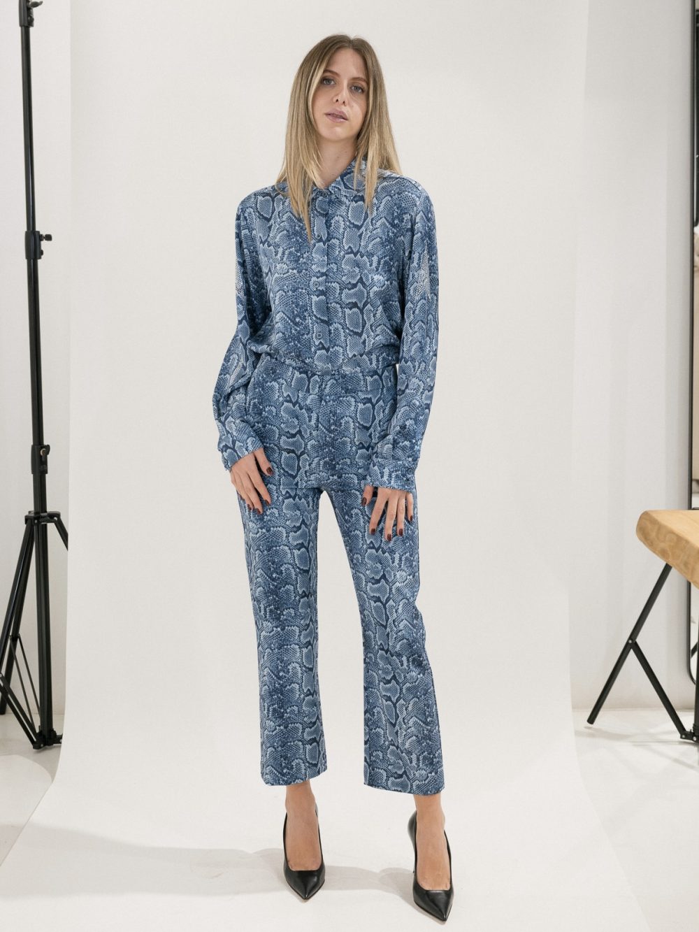 Blue Snake Print Shirt