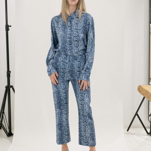 Blue Snake Print Shirt