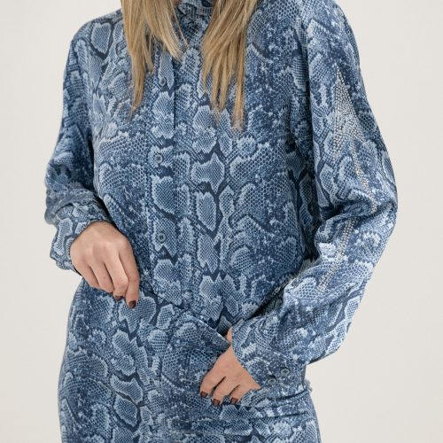 Blue Snake Print Shirt