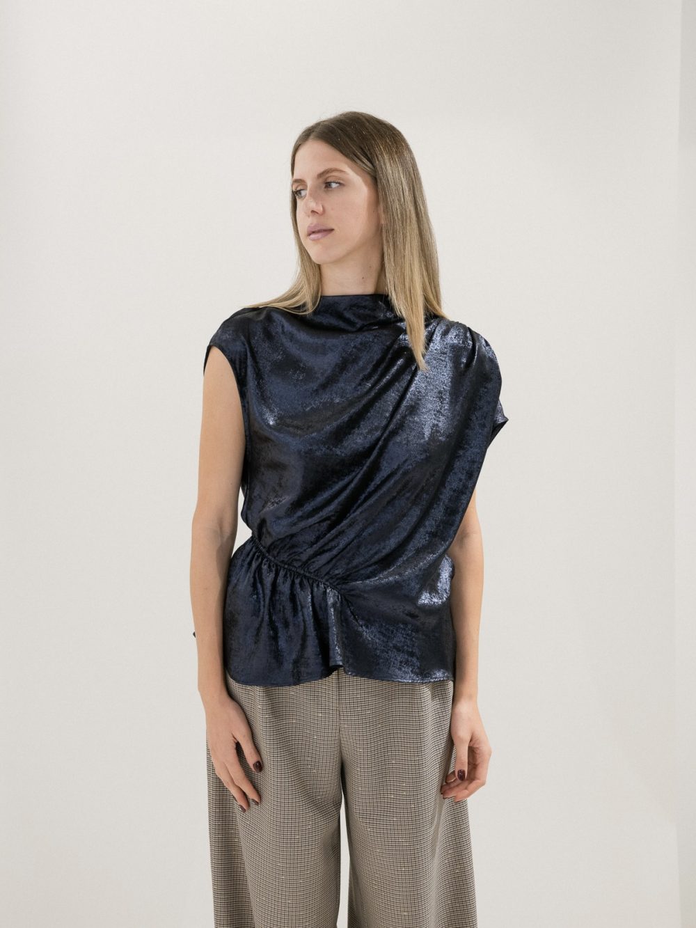 Blue Asymmetrical Top