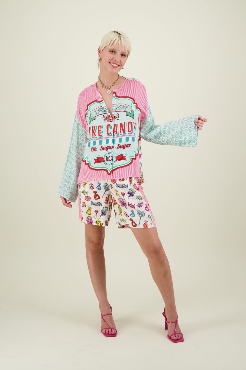 Alina Crew Neck Shirt-Candy