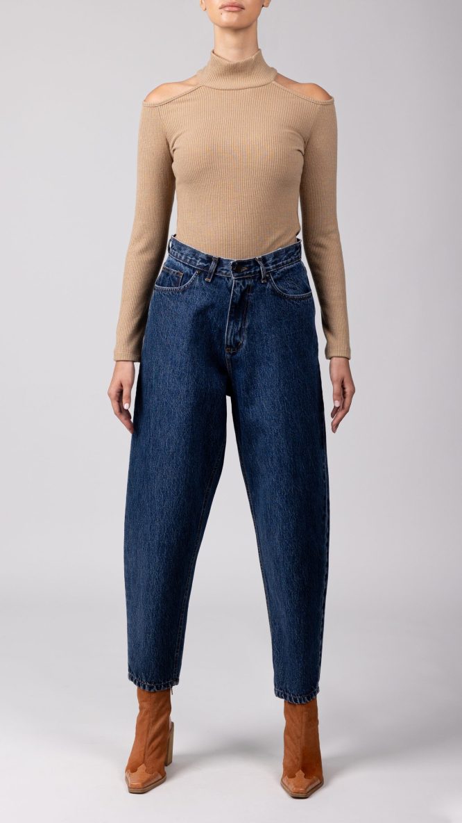 Georgia Beige Shoulder Rip Top