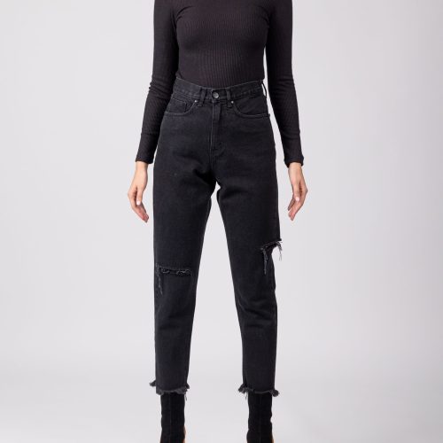 Georgia Black Shoulder Rip Top