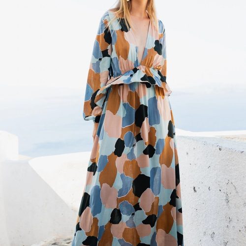 Cadre3-SS22-Santorini-Poppy-Field-the-label_-2_5000x Edana Maxi Dress-Rainbow Brown