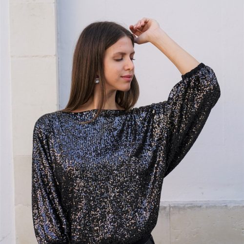 Spangled Charcoal Top