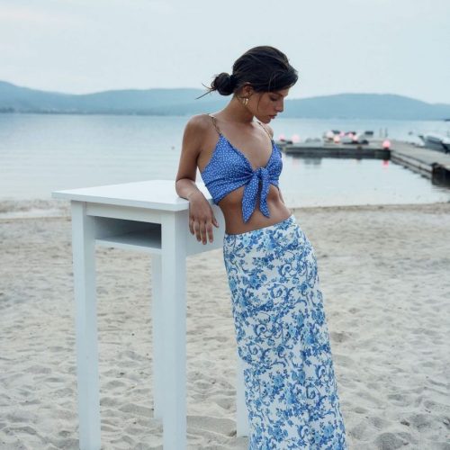 Alicia Spotted Blue - Crop Top