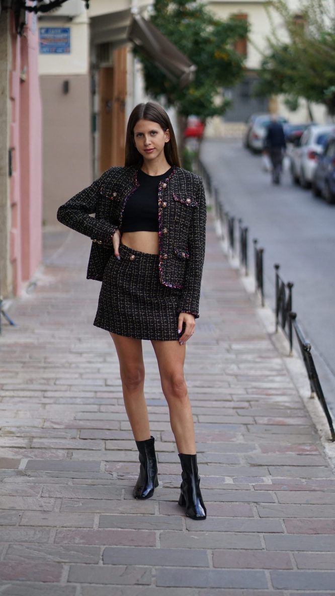 Black and Gold Checkered Skirt