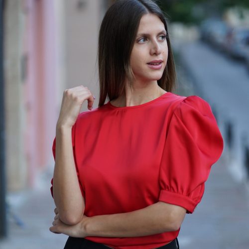 Red Satin Top