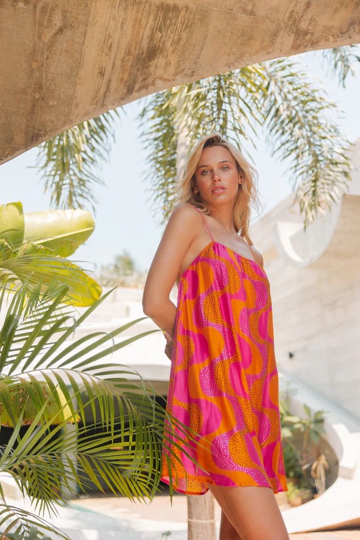 Grace Amazonia Fuchsia Orange - Mini Dress