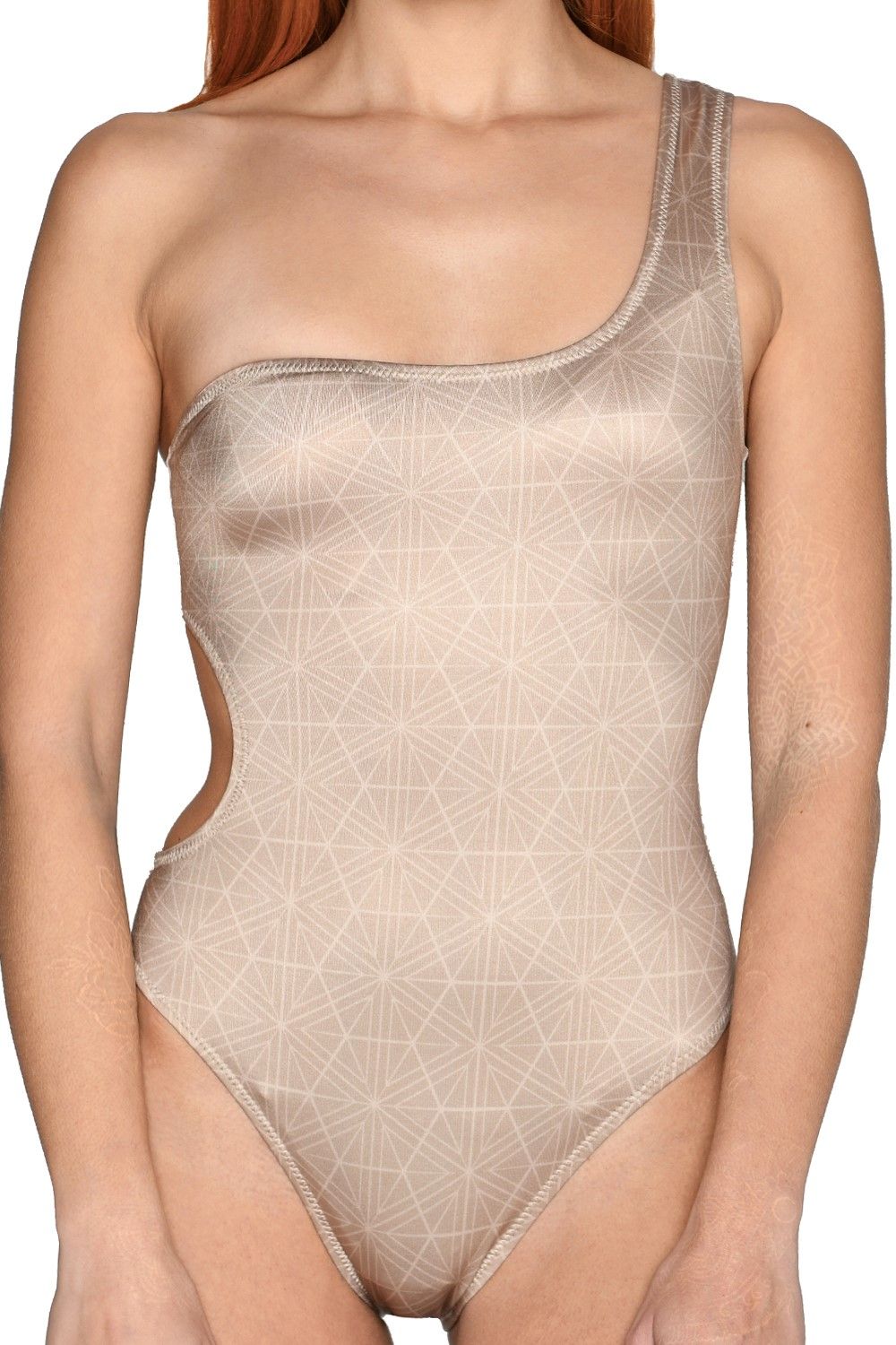 Nude One Shoulder Swimsuit