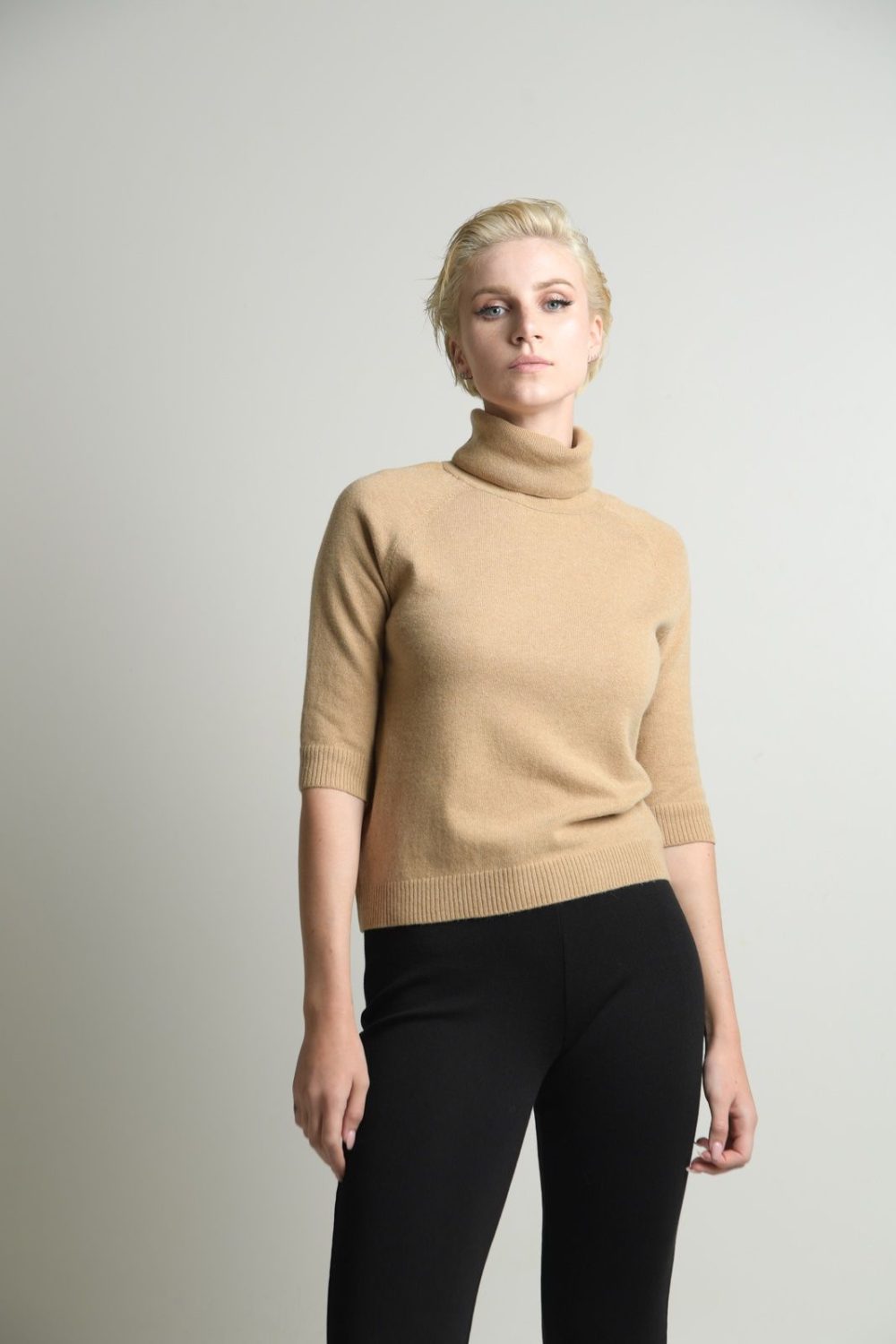Camel Turtleneck Blouse