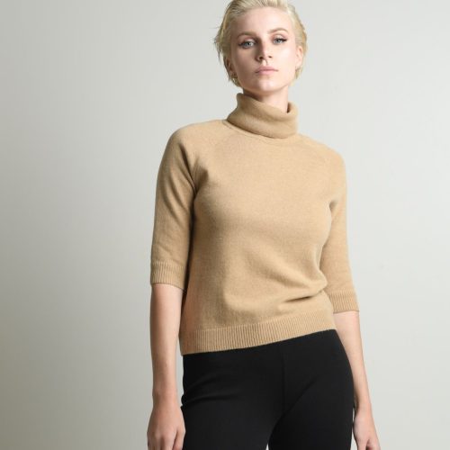 Camel Turtleneck Blouse