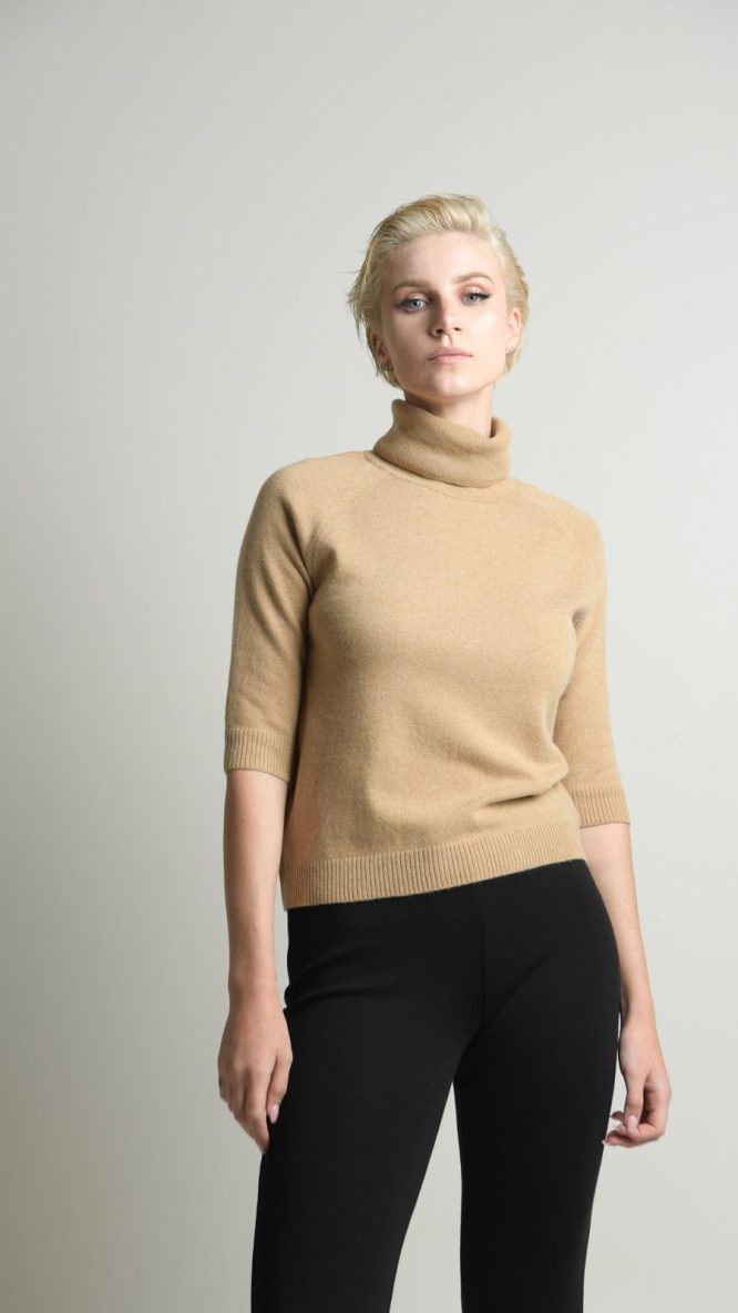 Camel Turtleneck Blouse