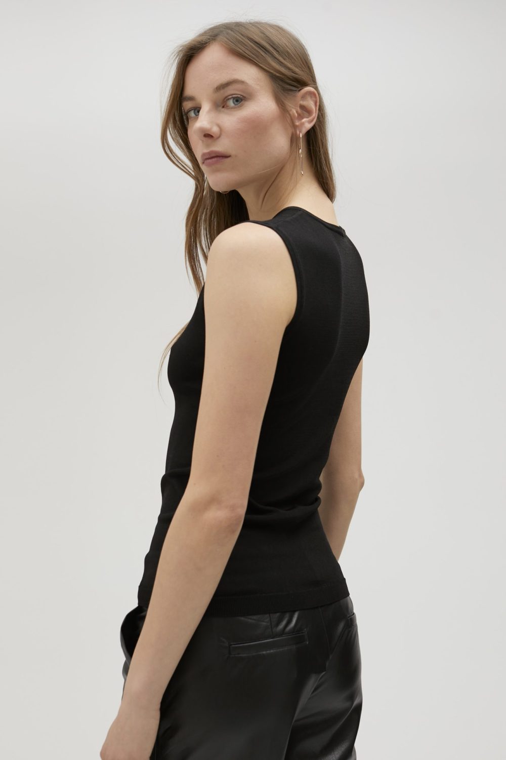 Black Knit Top with Rhinestones