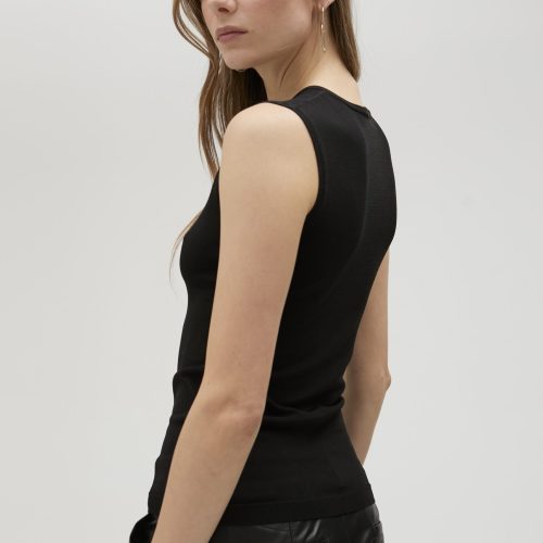 Black Knit Top with Rhinestones