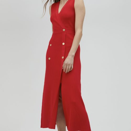 Red Knit Midi Dress