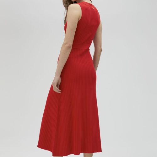 Red Knit Midi Dress