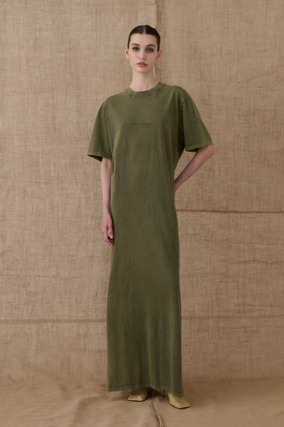 Stonewashed Khaki Long Dress