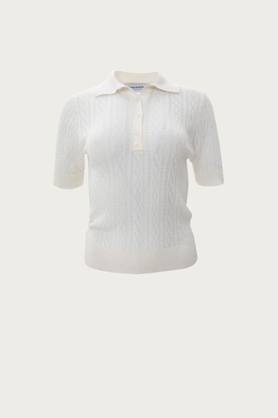 Ecru Polo Knitted T-Shirt