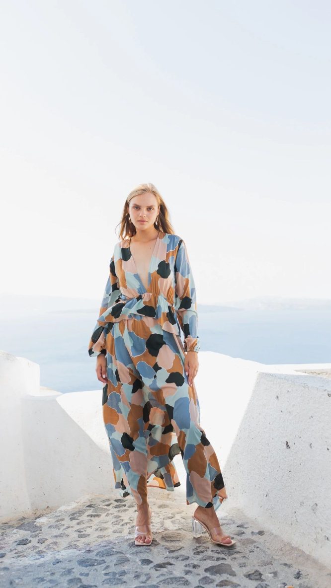 Edana Maxi Dress-Rainbow Brown