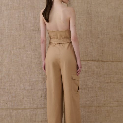 Beige Strapless Jumpsuit
