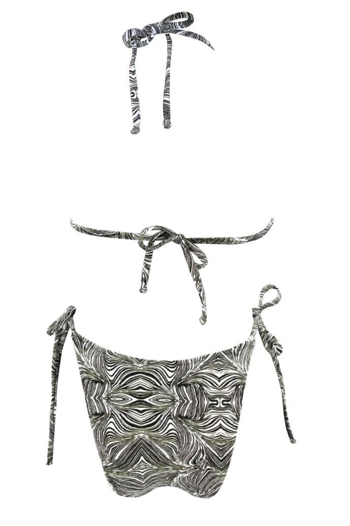 Black Maze Fru Fru Triangle Bikini