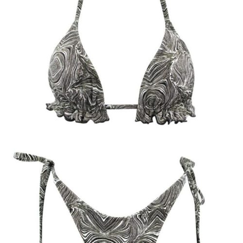 Black Maze Fru Fru Triangle Bikini