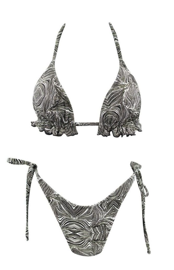 Black Maze Fru Fru Triangle Bikini
