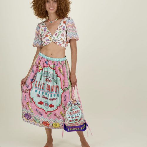 Vanessa Printed Midi Skirt-Candy