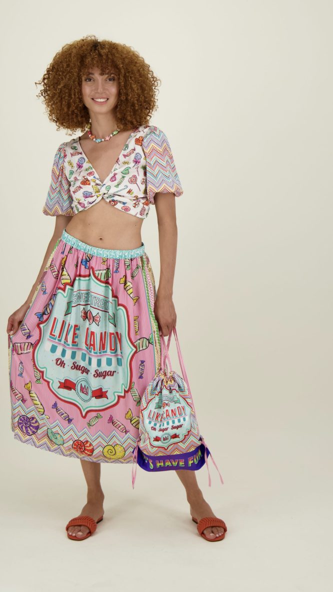 Vanessa Printed Midi Skirt-Candy
