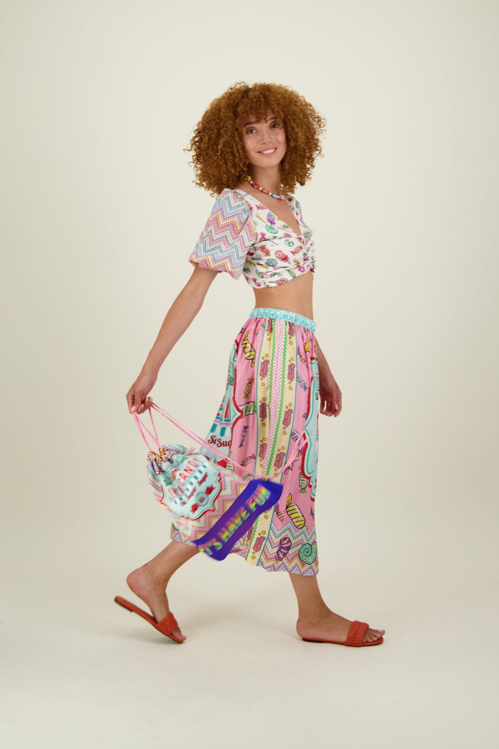 Vanessa Printed Midi Skirt-Candy