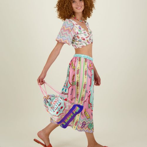 Vanessa Printed Midi Skirt-Candy