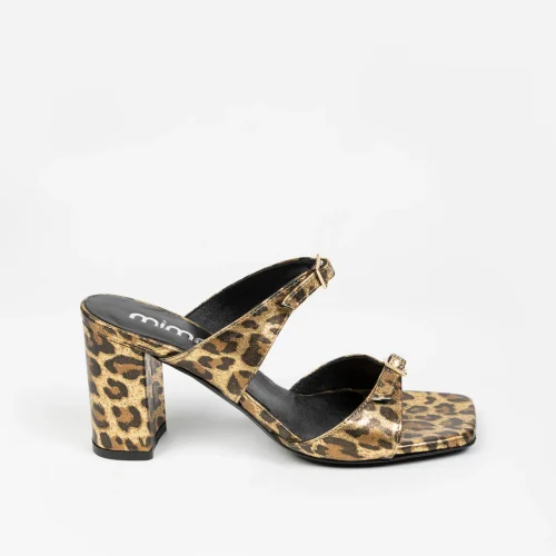 Leopard Print Leather Sandals Nicole