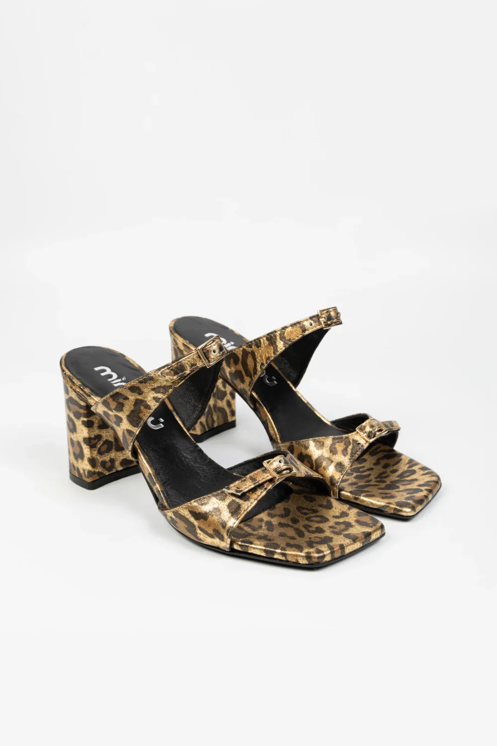 Leopard Print Leather Sandals Nicole