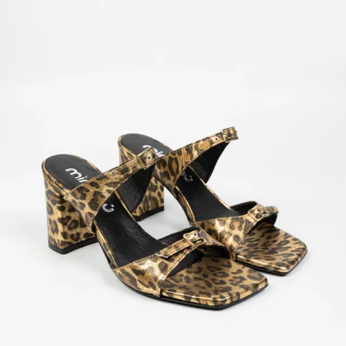 Leopard Print Leather Sandals Nicole
