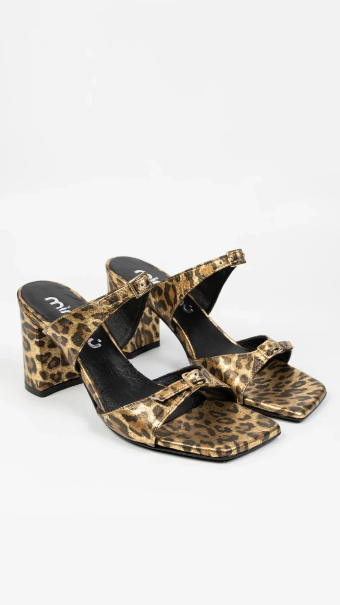 Leopard Print Leather Sandals Nicole