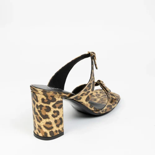 Leopard Print Leather Sandals Nicole
