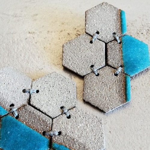 Grey Hexagons with Turquoise
