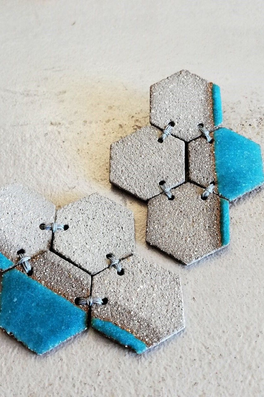 Grey Hexagons with Turquoise
