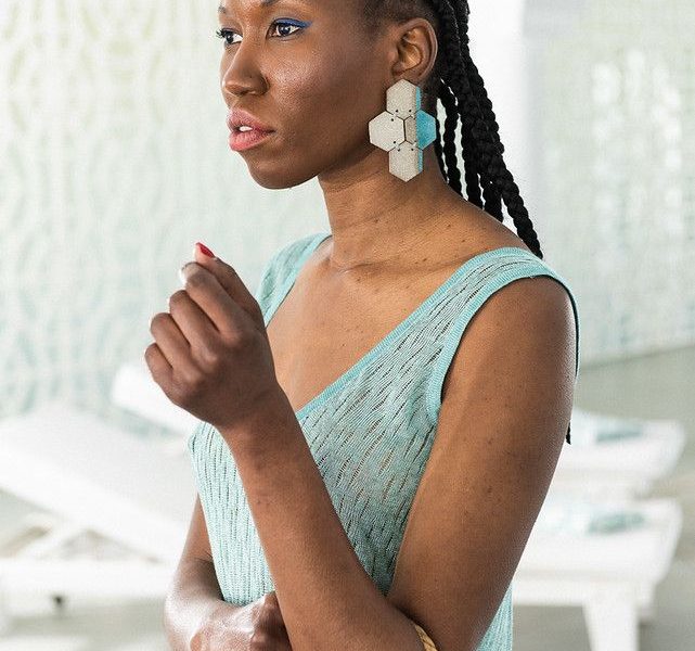 Grey Hexagons with Turquoise