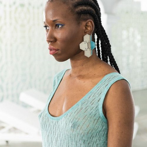 Grey Hexagons with Turquoise