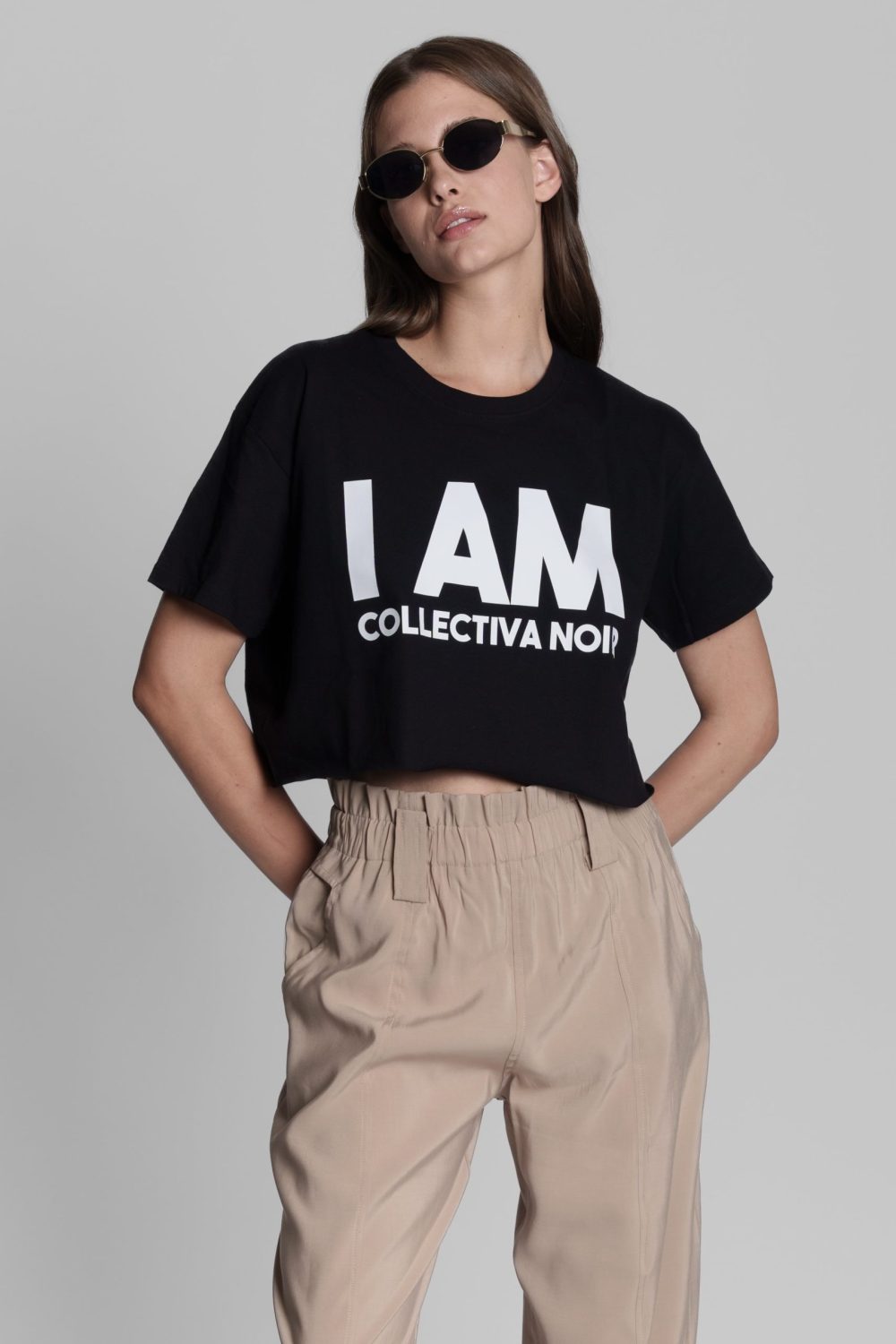 I am Bold Crop Tee Black