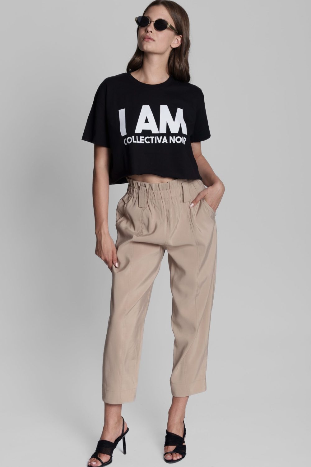 I am Bold Crop Tee Black