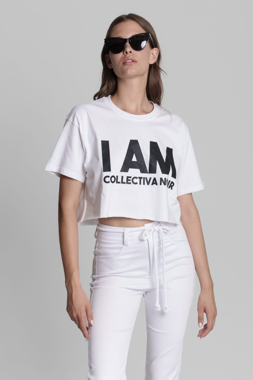 I am Bold Crop Tee White